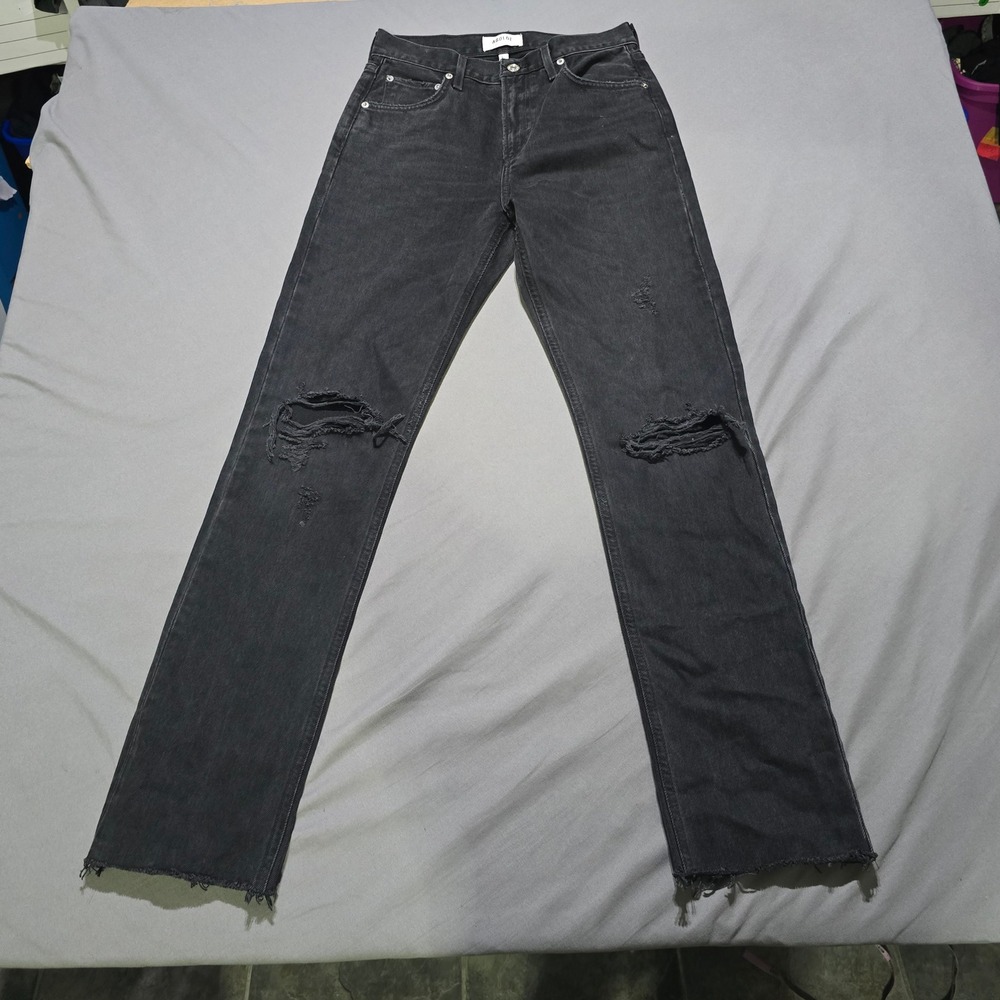 AGOLDE Cherie High Rise Straight Jeans Womens 26 Black Distressed A084-888